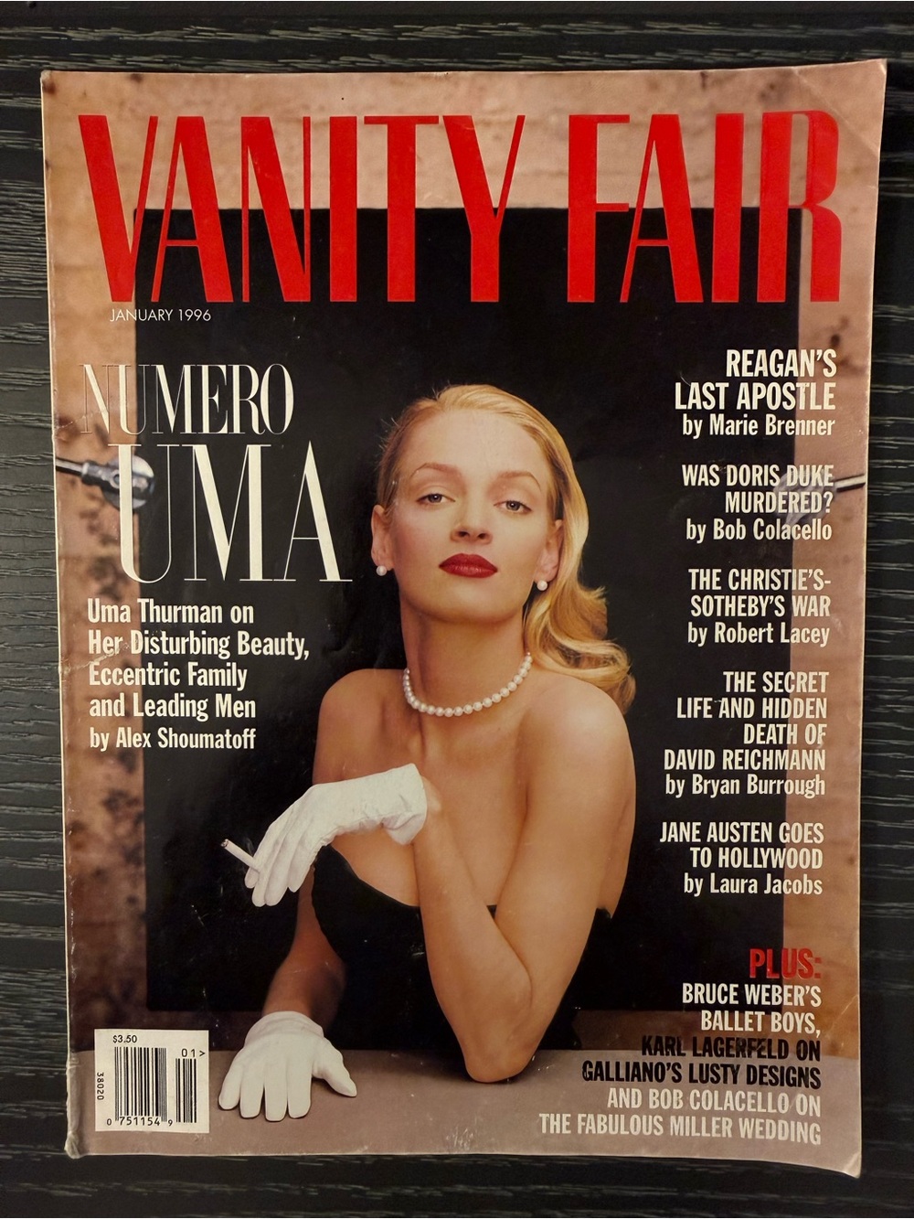 Vanity Fair January 1996. Cover: Uma Thurman
